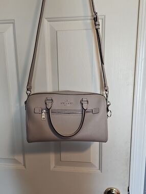 Coach Light Taupe Leather Satchel with Adjustable Crossbody Strap